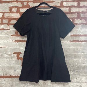 ALTER BROOKLYN Ultra Suede Short Sleeve Tent Asymmetrical Dress w Pockets Size L
